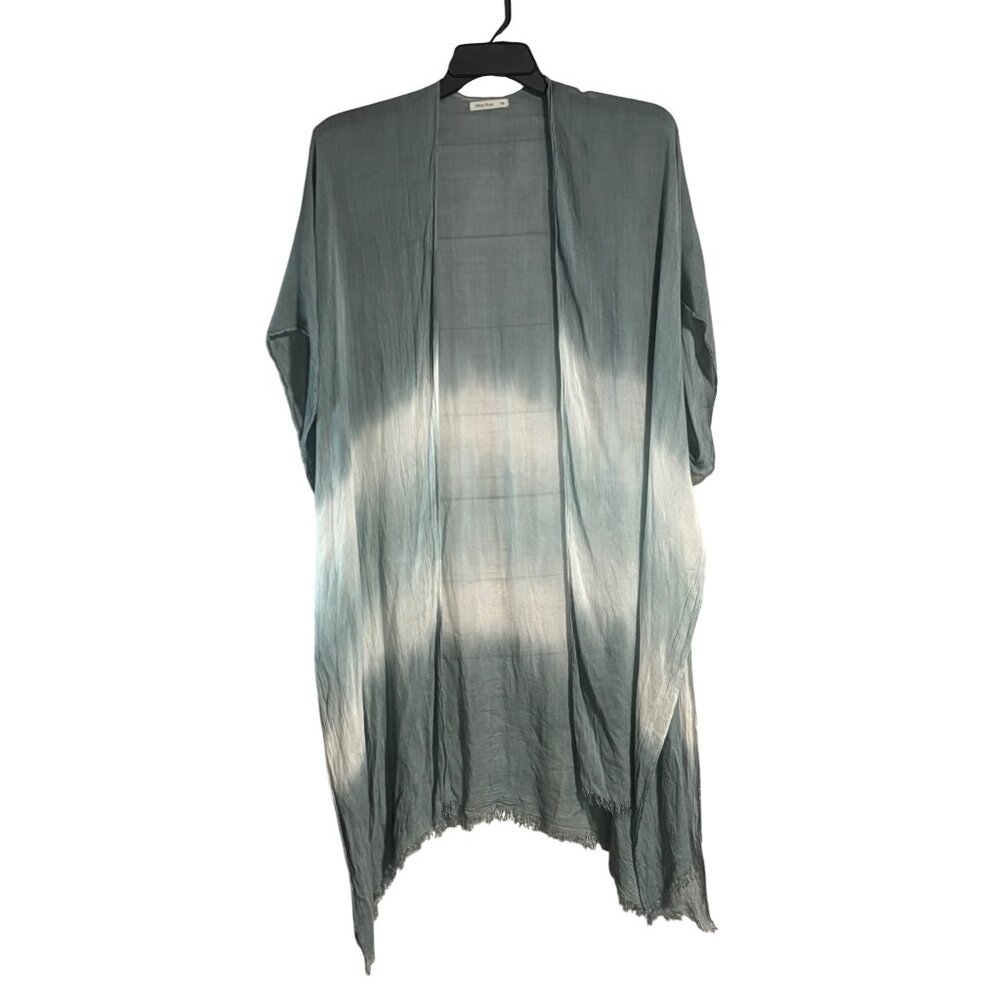 Moss Rose Women Open Front Kimono Coverup Green Tie-Dye Shrug Wrap One Size SNAG